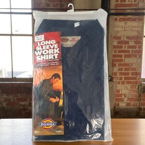 Vintage Dickies Work Shirt Mens XL Classic Fit Long Sleeve Navy USA 1998 New NOS